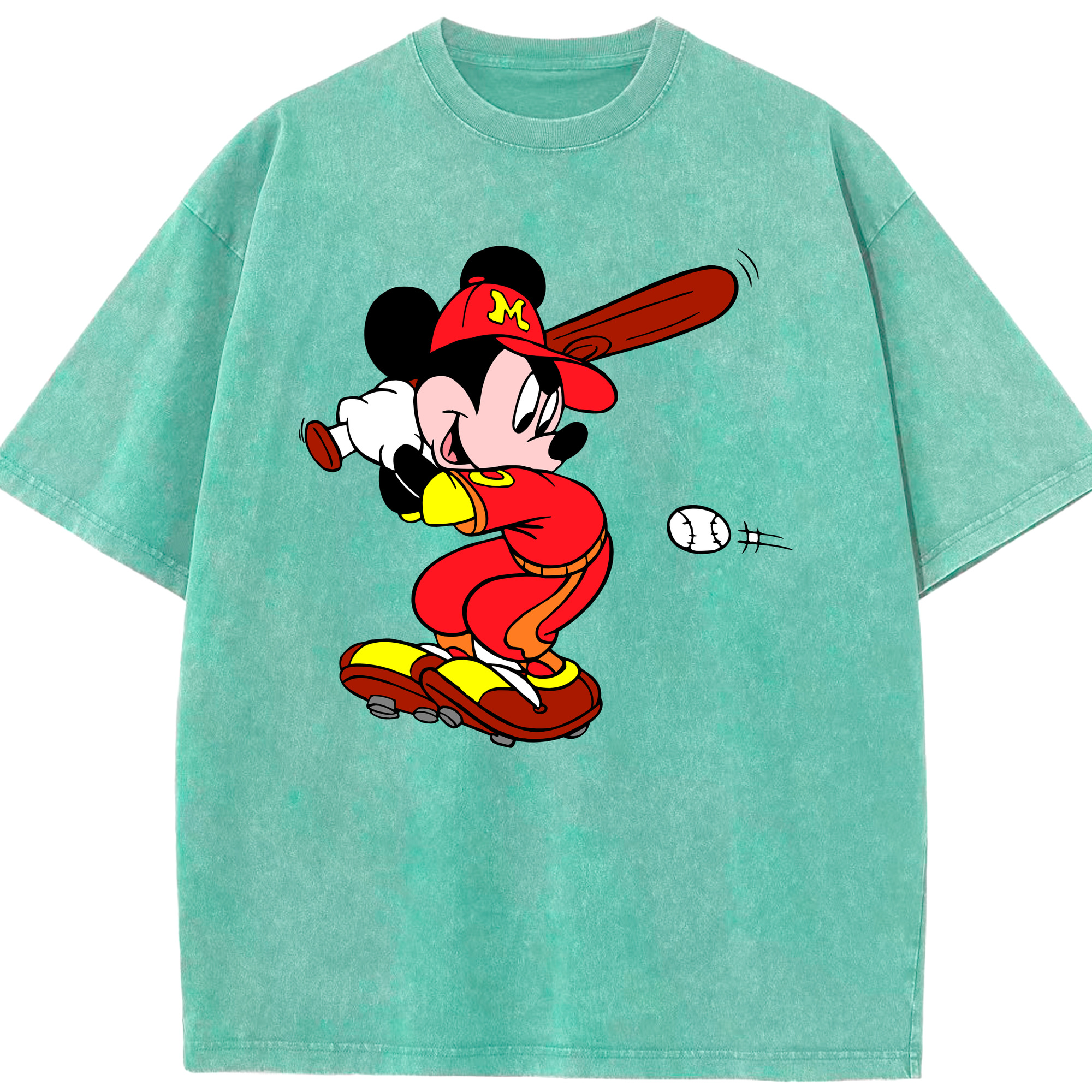 （画像用） ミッキーマウス Mickey Mouse 綿100% ヴィンテージ風 半袖Tシャツ（フロントプリント）